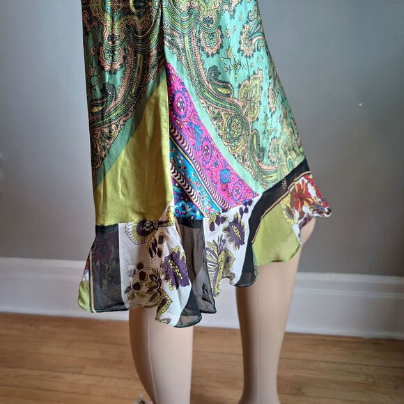 Vitntage Y2K Dress Midi Skirt Silk Floral Paisley Fairycore Grunge Size Small - Picture 6 of 9